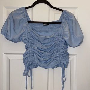 Shein shirred back drawstring ruched top